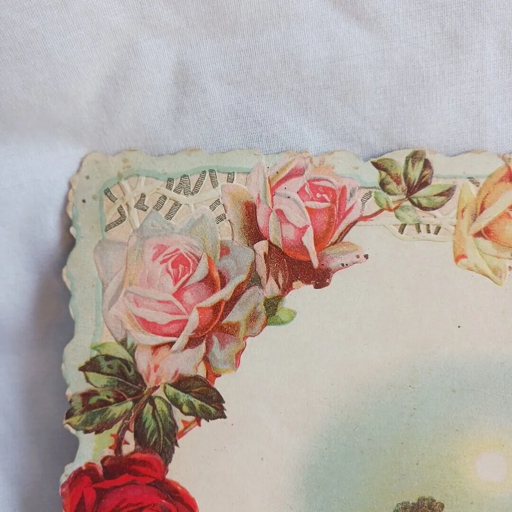 Victorian Die Cut Winter Scene Greeting Card